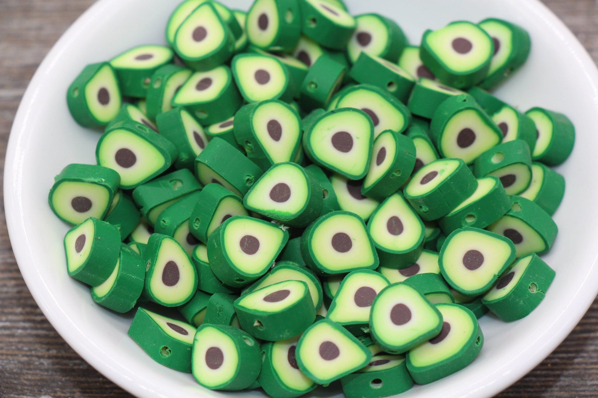 Avocado Polymer Clay Beads, Avocado Cane Beads, Faux Food Clay Beads, Jewelry Beads, Bracelet Beads, Loose Polymer Clay Beads #21