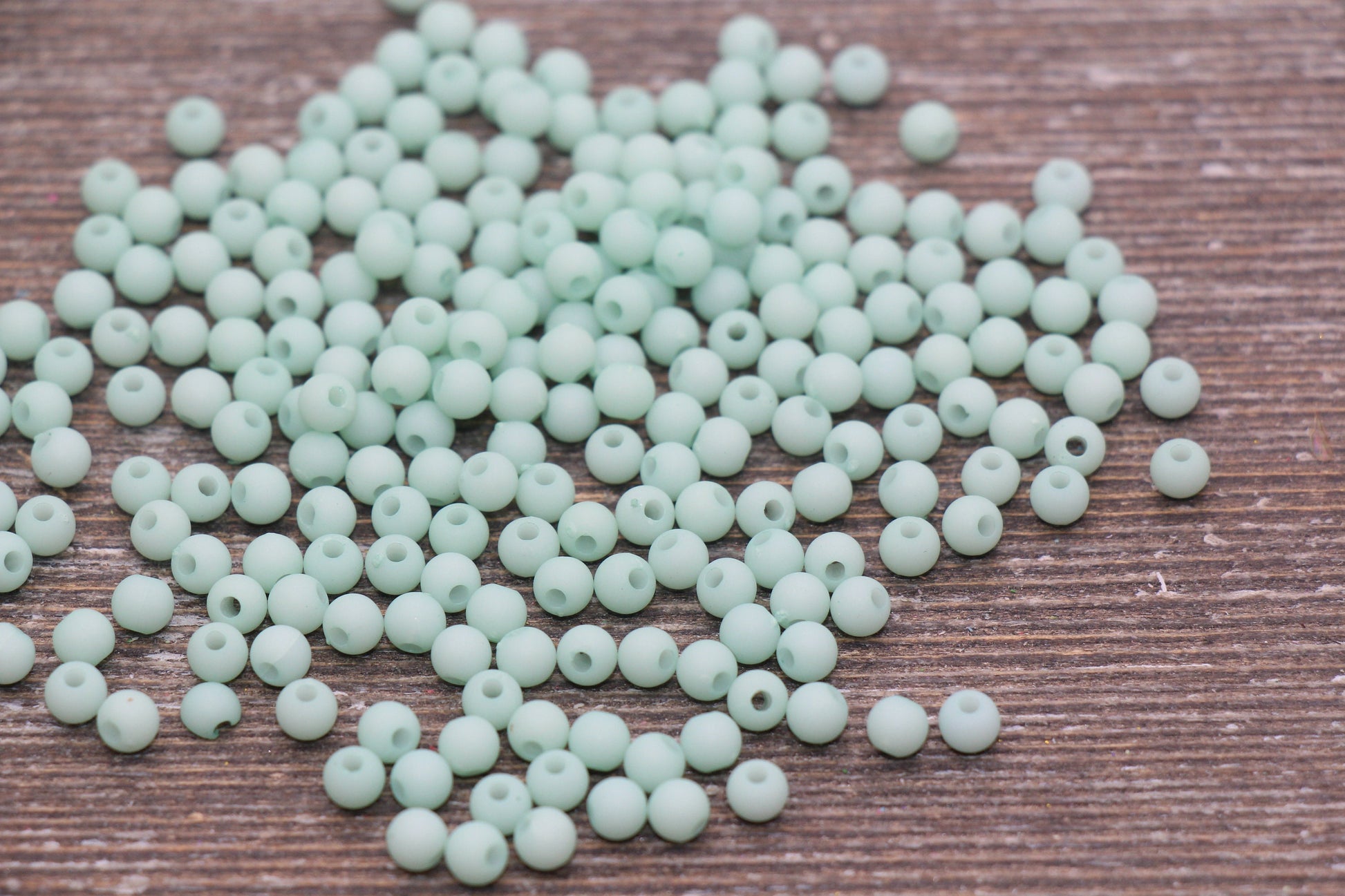 4mm Matte Mint Round Beads, Acrylic Gumball Beads, Frosted Mint Round Spacer Beads, Bubblegum Beads, Plastic Round Bead #713