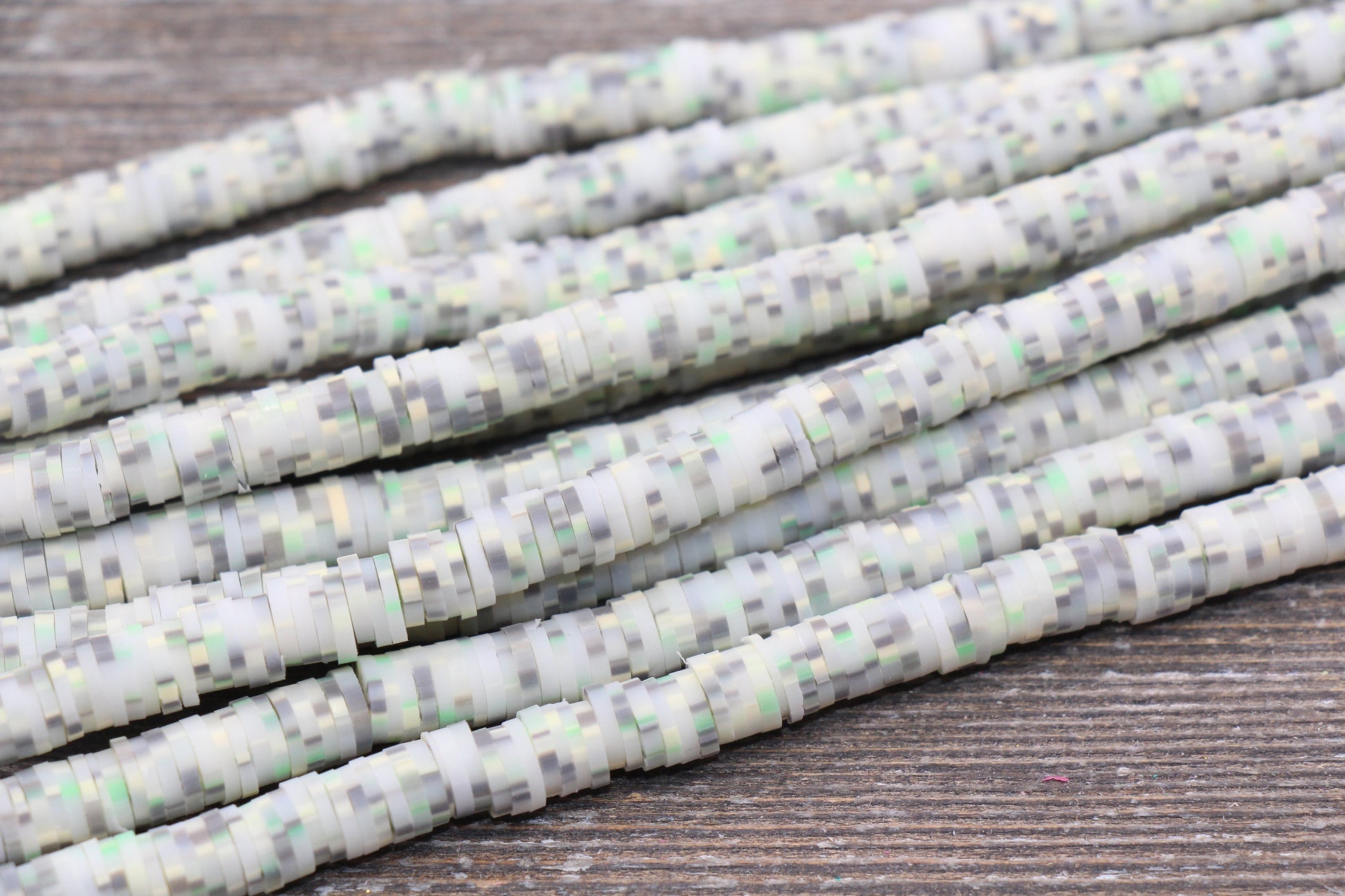 6mm Speckled Heishi Beads, Multicolor Dots Speckled Polymer Clay Disc Beads, African Disc Beads, Vinyl Heishi, 16 inch Strand #331