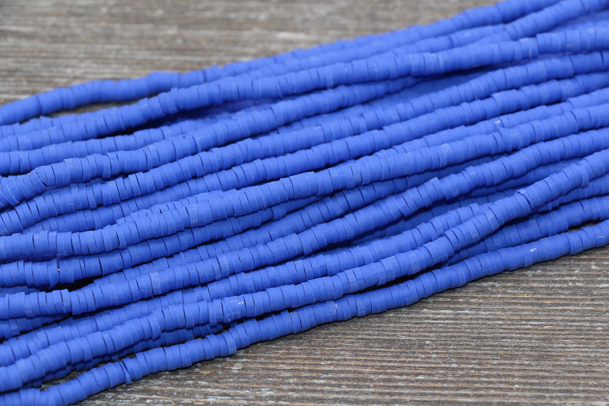 4mm Royal Blue Heishi Beads, Polymer Clay Disc Beads, African Disc Beads, Vinyl Heishi, 16 inch Strand #86