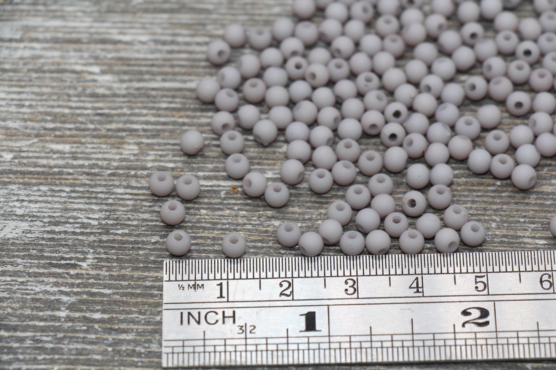 4mm Matte Gray Round Beads, Acrylic Gumball Beads, Frosted Gray Round Spacer Beads, Bubblegum Beads, Plastic Round Bead #1696