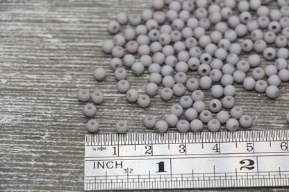 4mm Matte Gray Round Beads, Acrylic Gumball Beads, Frosted Gray Round Spacer Beads, Bubblegum Beads, Plastic Round Bead #1696