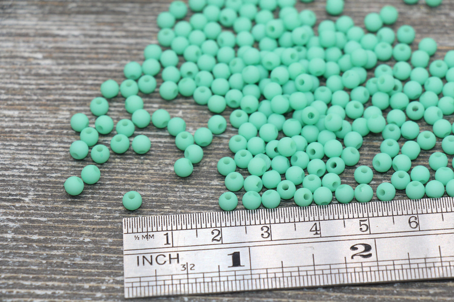 4mm Matte Mint Round Beads, Acrylic Gumball Beads, Frosted Mint Green Round Spacer Beads, Bubblegum Beads, Plastic Round Bead #1703