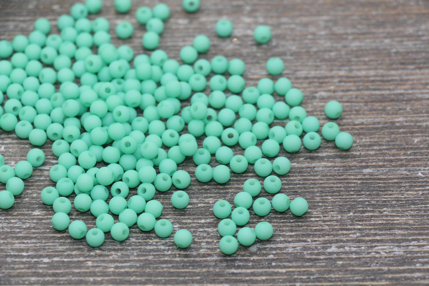 4mm Matte Mint Round Beads, Acrylic Gumball Beads, Frosted Mint Green Round Spacer Beads, Bubblegum Beads, Plastic Round Bead #1703