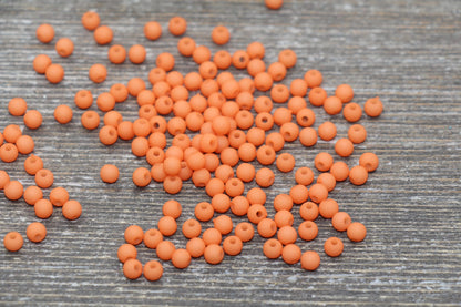 4mm Matte Orange Round Beads, Acrylic Gumball Beads, Frosted Orange Round Spacer Beads, Bubblegum Beads, Plastic Round Bead #1704