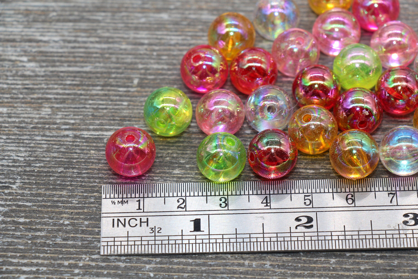 12mm Multicolor AB Iridescent Gumball Beads, Rainbow AB Transparent Loose Beads, Bubblegum Beads, Chunky Beads, Smooth Round Beads #1717