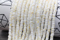 6mm white with yellow speckled heishi beads for bracelets and DIY jewelry