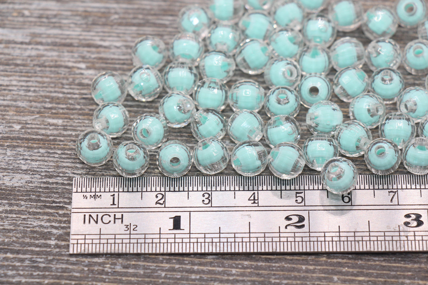 8mm Mint Green Faceted Round Beads, Mint Acrylic Round Gumball Beads, Bubblegum Beads, Plastic Faceted Round Bead #1720