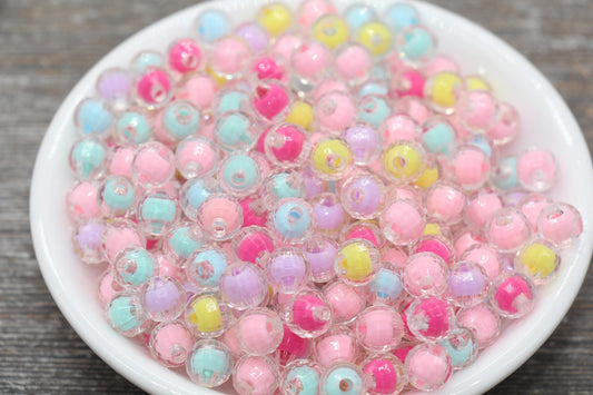 8mm Multicolor Faceted Round Beads, Mix Colors Acrylic Round Gumball Beads, Bubblegum Beads, Plastic Faceted Round Bead #1718