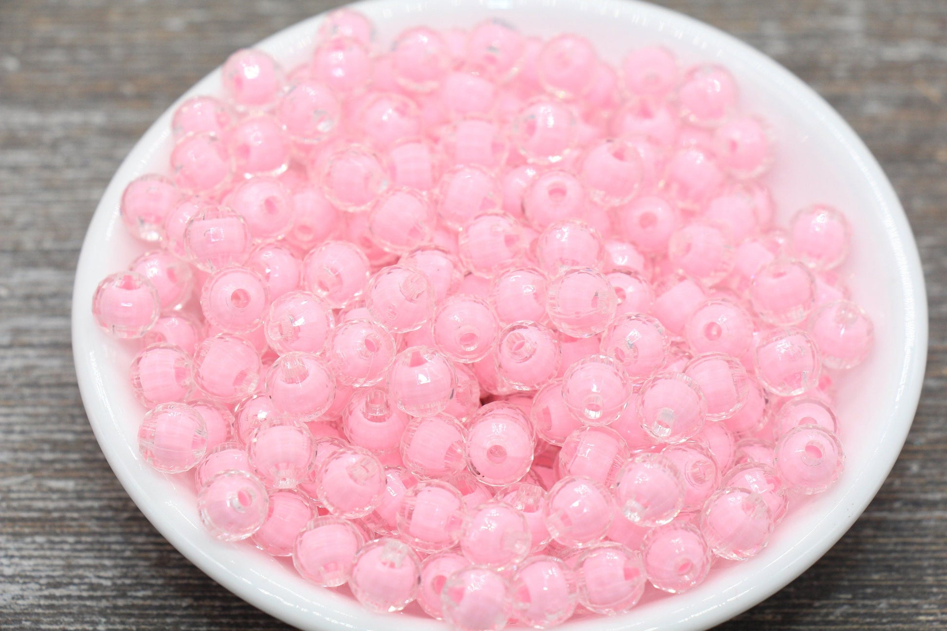 8mm Pink Faceted Round Beads, Pink Acrylic Round Gumball Beads, Bubblegum Beads, Plastic Faceted Round Bead #1721