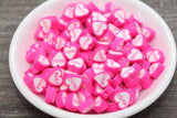 Pink Heart Polymer Clay Beads, Heart Cane Beads, Heart Love Clay Beads, Heart Clay Beads, Jewelry Beads #63