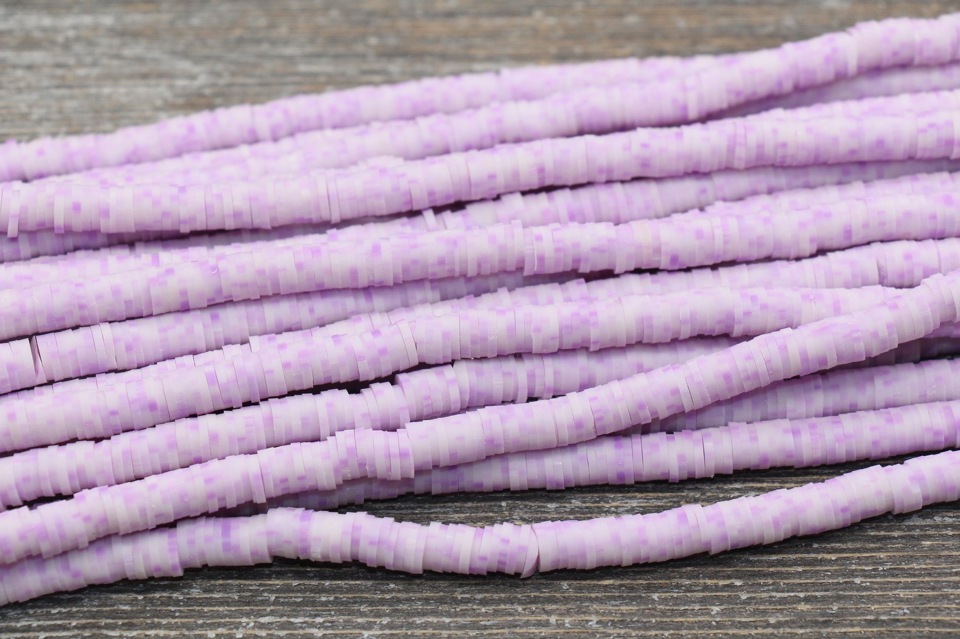 6mm Light Purple Speckled Heishi Beads, Mix Color Polymer Clay Disc Beads, African Disc Beads, Vinyl Heishi, 16 inch Strand #385