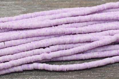 6mm Light Purple Speckled Heishi Beads, Mix Color Polymer Clay Disc Beads, African Disc Beads, Vinyl Heishi, 16 inch Strand #385