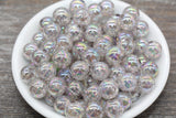 12mm Gray Iridescent Gumball Beads, Gray AB Acrylic Crackle Loose Beads, Bubblegum Beads, Chunky Beads, Smooth Round Beads #493