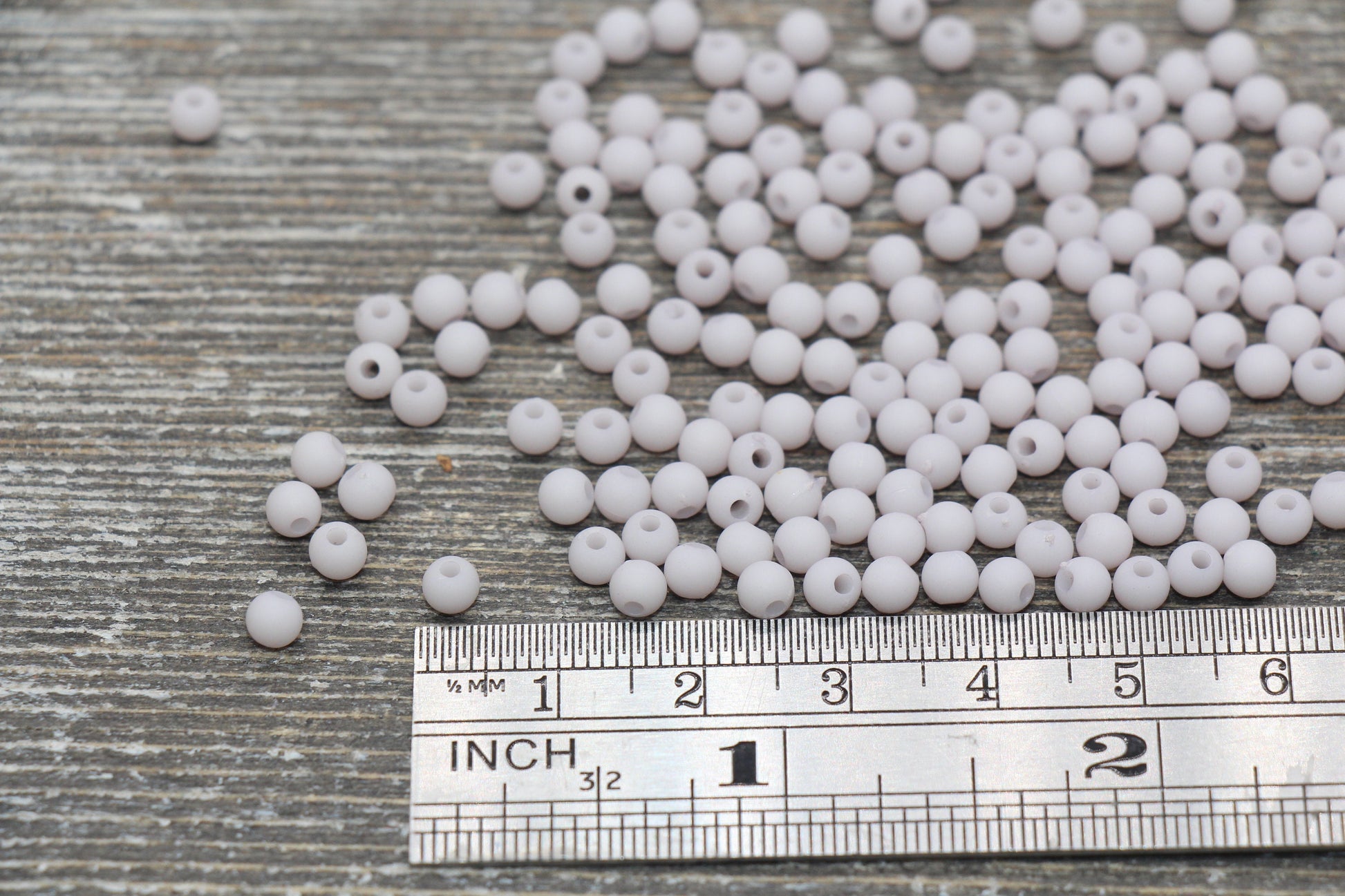 4mm Matte Light Gray Round Beads, Acrylic Gumball Beads, Frosted Gray Round Spacer Beads, Bubblegum Beads, Plastic Round Bead #1697