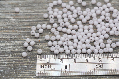 4mm Matte Light Gray Round Beads, Acrylic Gumball Beads, Frosted Gray Round Spacer Beads, Bubblegum Beads, Plastic Round Bead #1697