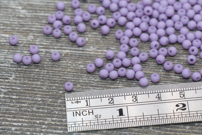 4mm Matte Lavender Round Beads, Acrylic Gumball Beads, Frosted Lavender Round Spacer Beads, Bubblegum Beads, Plastic Round Bead #1699