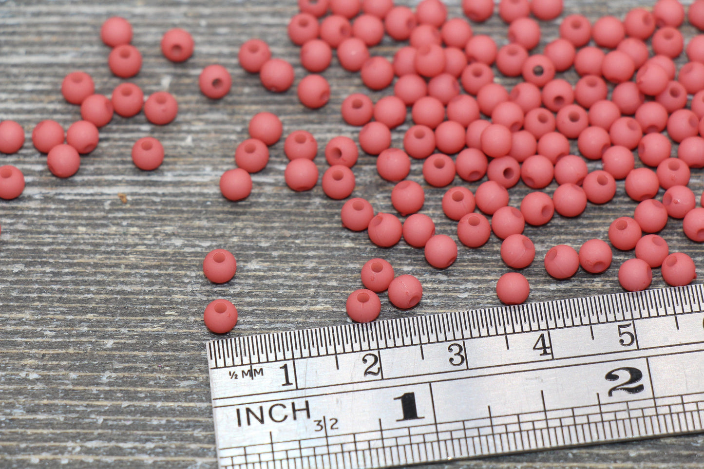 4mm Matte Blush Red Round Beads, Acrylic Gumball Beads, Frosted Blush Red Round Spacer Beads, Bubblegum Beads, Plastic Round Bead #1701