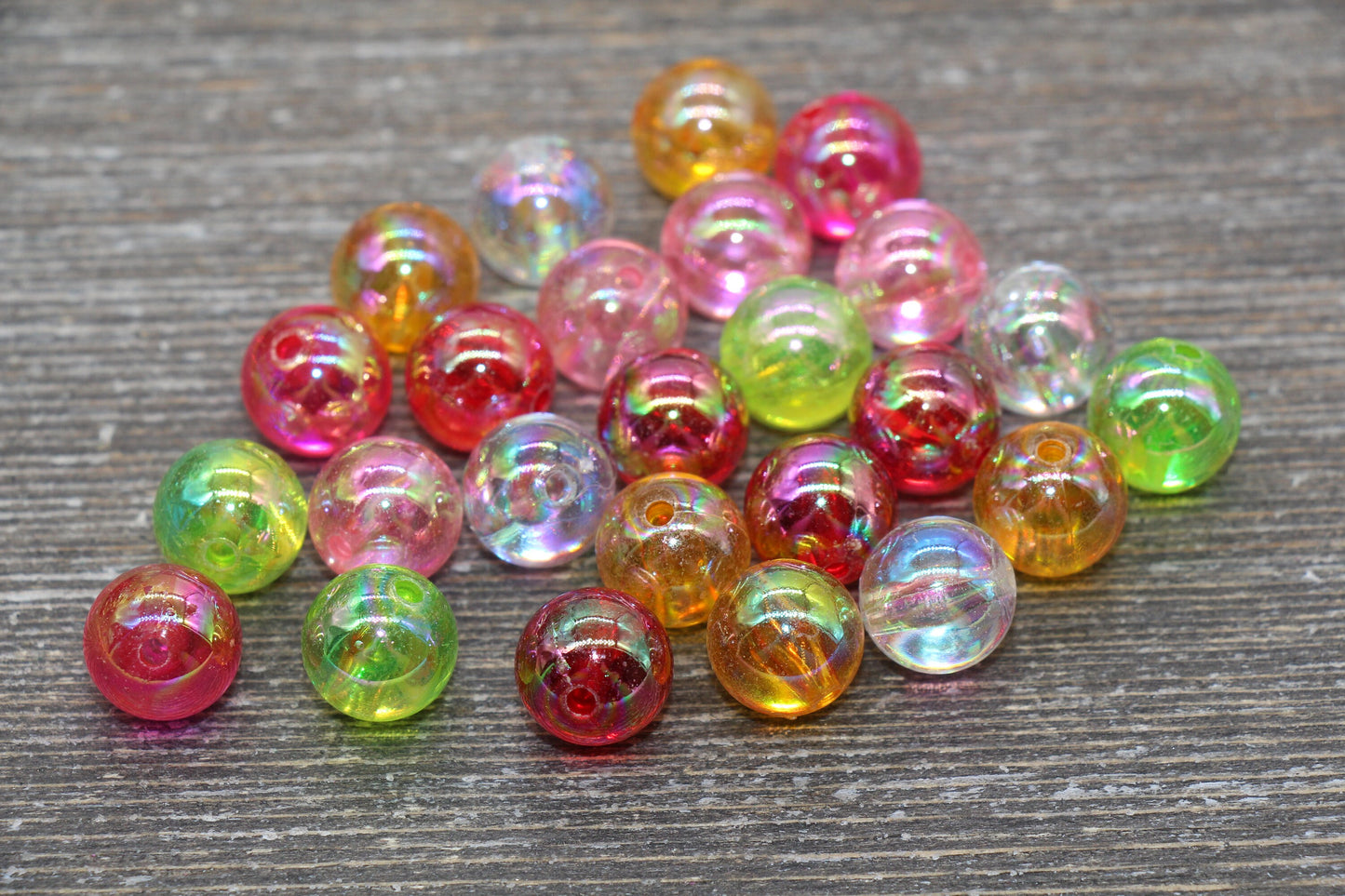 12mm Multicolor AB Iridescent Gumball Beads, Rainbow AB Transparent Loose Beads, Bubblegum Beads, Chunky Beads, Smooth Round Beads #1717