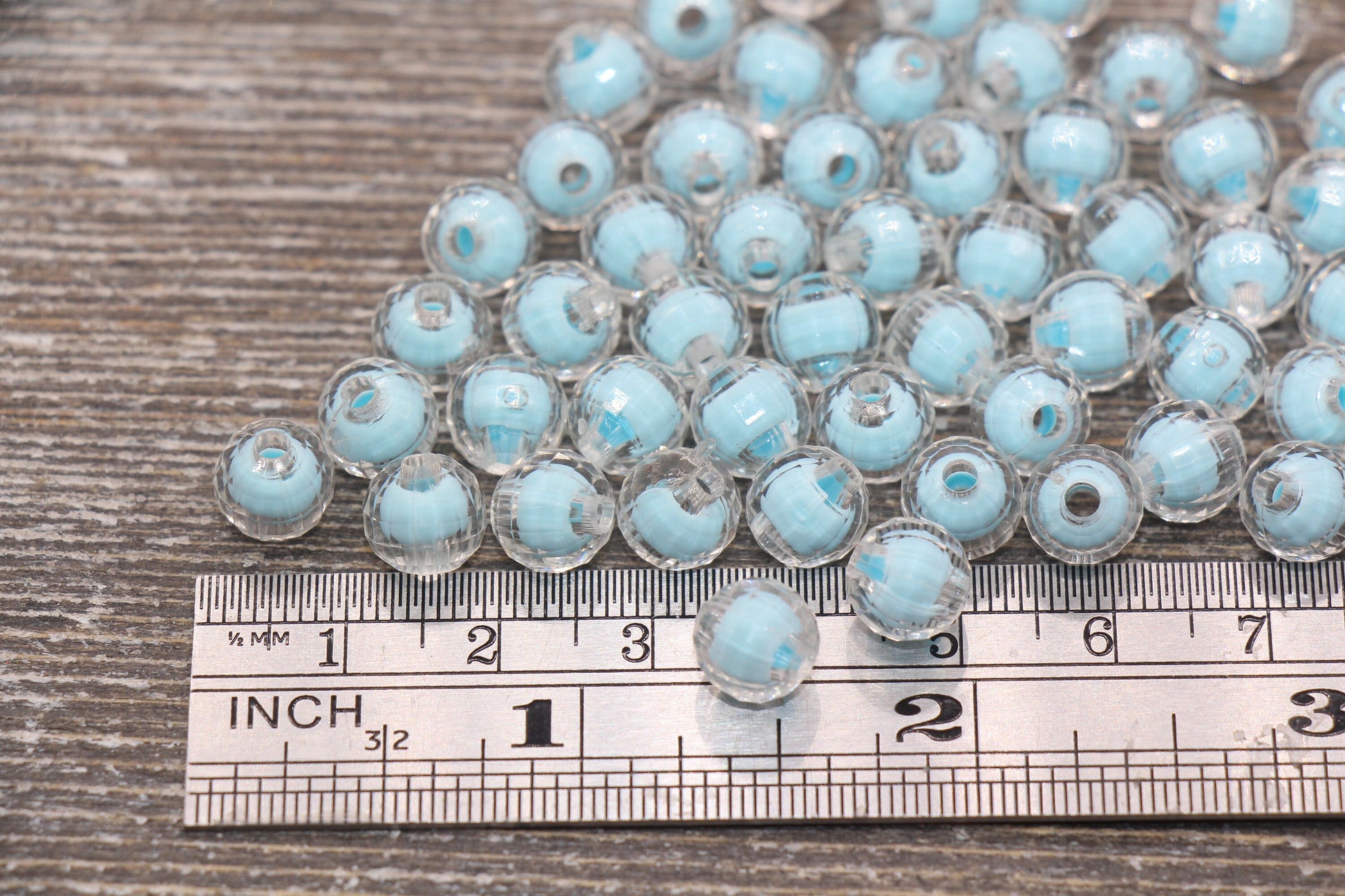 8mm Blue Faceted Round Beads, Blue Acrylic Round Gumball Beads, Bubblegum Beads, Plastic Faceted Round Bead #1719