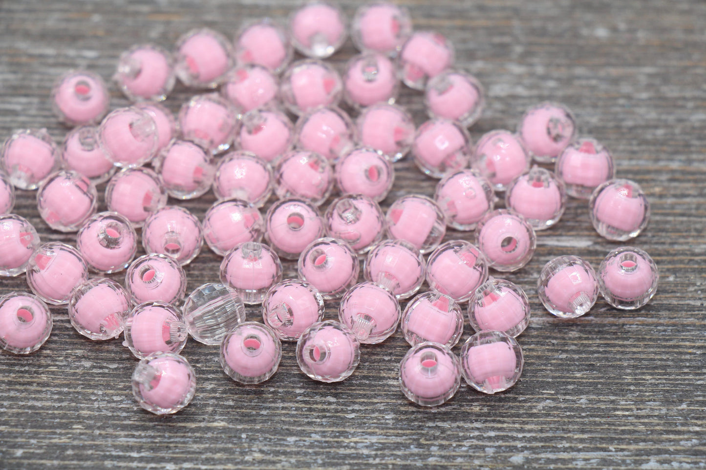 8mm Pink Faceted Round Beads, Pink Acrylic Round Gumball Beads, Bubblegum Beads, Plastic Faceted Round Bead #1721