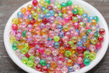 6mm Multicolor AB Round Beads, Iridescent Acrylic Gumball Beads, Transparent Round Spacer Beads, Bubblegum Beads, Plastic Round Bead #1714