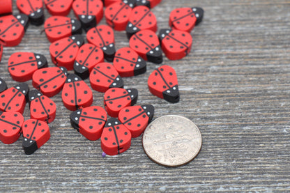 Ladybug Polymer Clay Beads, Lady Bug Clay Beads, Jewelry Beads #44