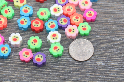 Multicolor Flower Polymer Clay Beads, Flower Cane Beads, Assorted Flower Beads, Roses Beads, Mix Colors Flower Beads #45