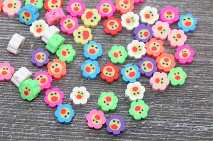 Multicolor Flower Polymer Clay Beads, Flower Cane Beads, Assorted Flower Beads, Roses Beads, Mix Colors Flower Beads #45