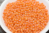 Matte Iridescent Glass Seed Beads, 4mm 6/0 Glass Round Seed Beads, Matte Orange AB Seed Beads, Rocailles Beads, Beading Supplies #1177