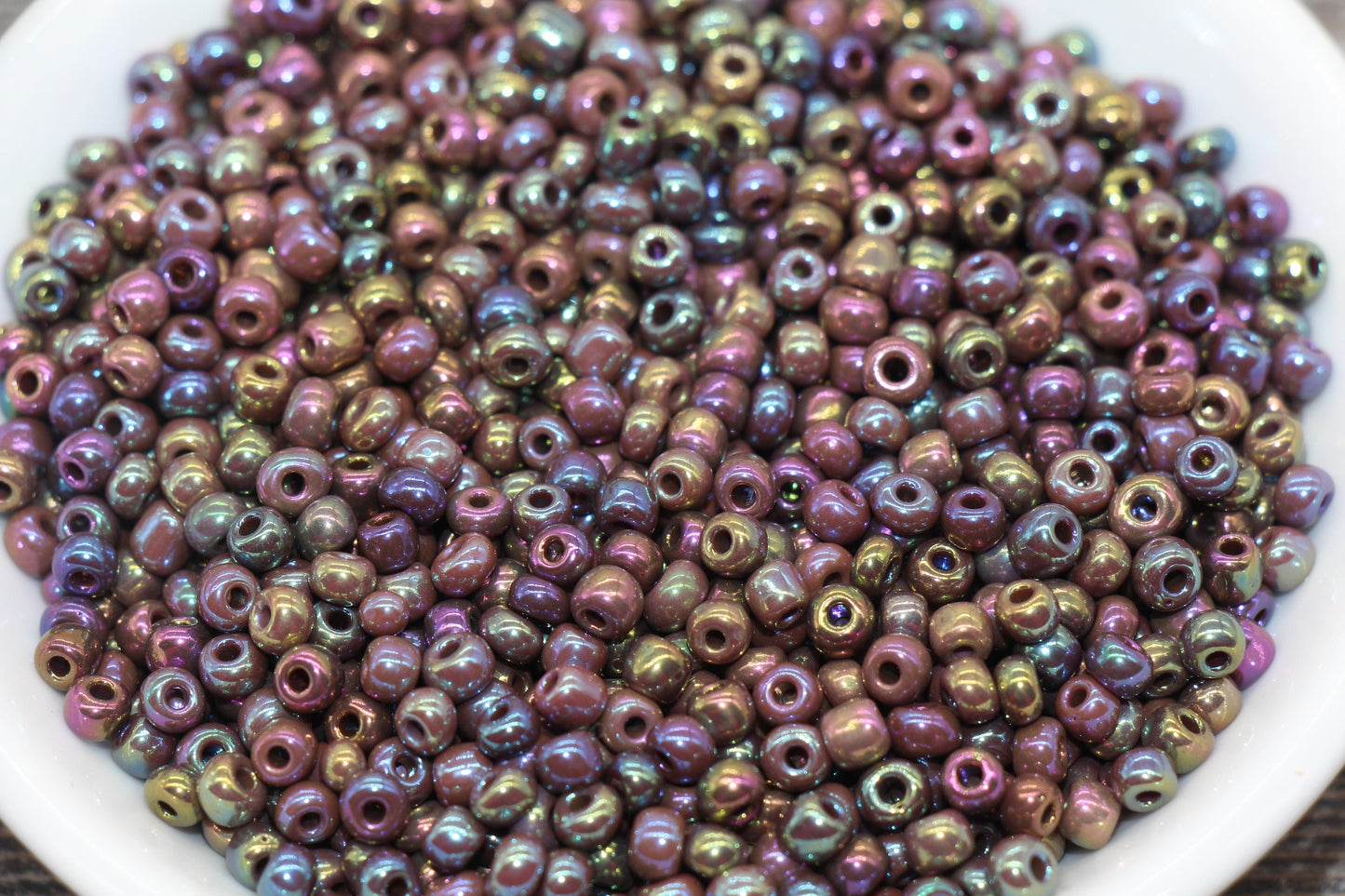 Iridescent Glass Seed Beads, 4mm 6/0 Glass Round Seed Beads, Rainbow AB Opaque Seed Beads, Rocailles Beads, Beading Supplies #1230