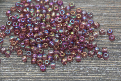 Transparent AB Glass Seed Beads, 4mm 6/0 Glass Round Beads, Rainbow Trans Seed Beads, Rocailles Beads, Beading Supplies #1441