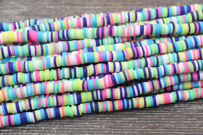 6mm Multicolor Heishi Beads, Polymer Clay Disc Beads, African Disc Beads, Wholesale Vinyl Heishi Beads, 16 inch Strand #484