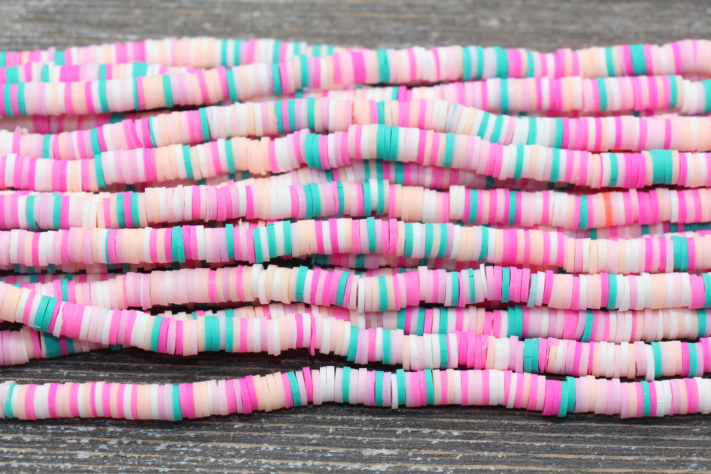 6mm Multicolor Heishi Beads, Polymer Clay Disc Beads, African Disc Beads, Wholesale Vinyl Heishi Beads, 16 inch Strand #147