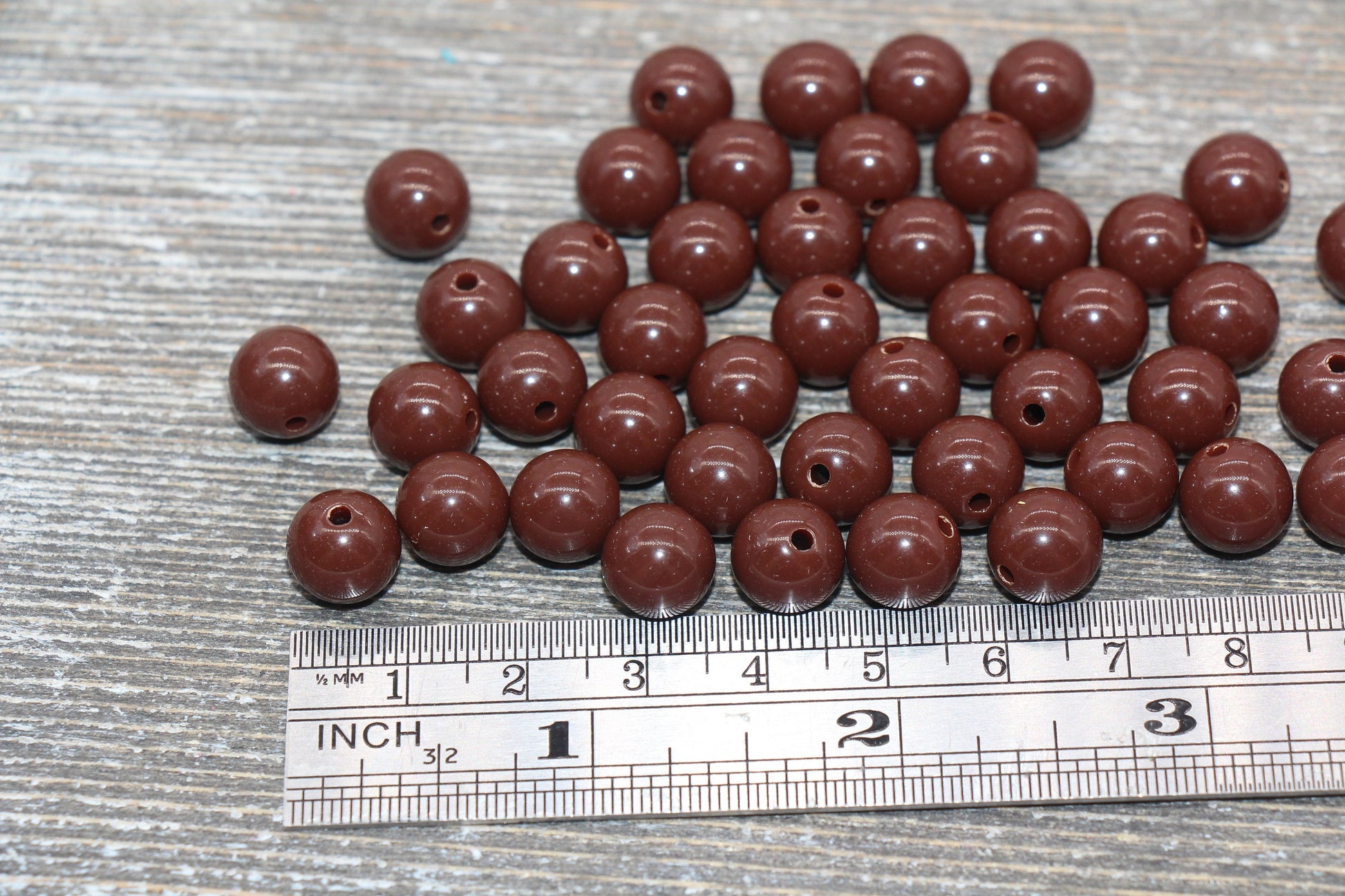 10mm Brown Gumball Beads, Round Acrylic Loose Beads, Bubblegum Beads, Chunky Beads, Gumball Beads, Smooth Plastic Round Beads #474