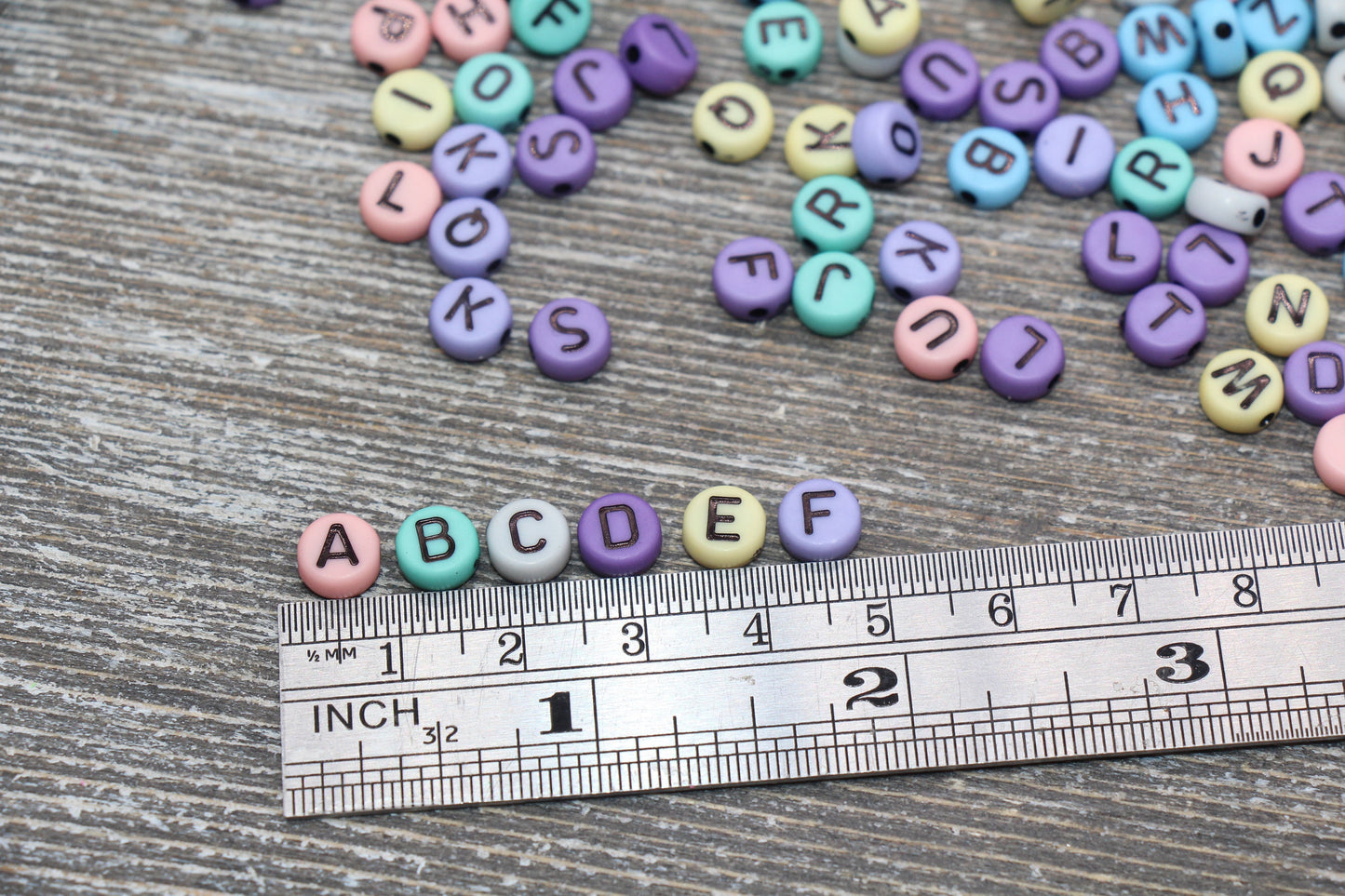 Multicolored Alphabet Letter Beads, Acrylic Mix Colors Letter Beads, Colorful Round Letter Beads, Name Initial Beads 7mm #343