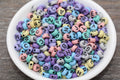7mm Multicolor with Black Acrylic Letter Beads #343