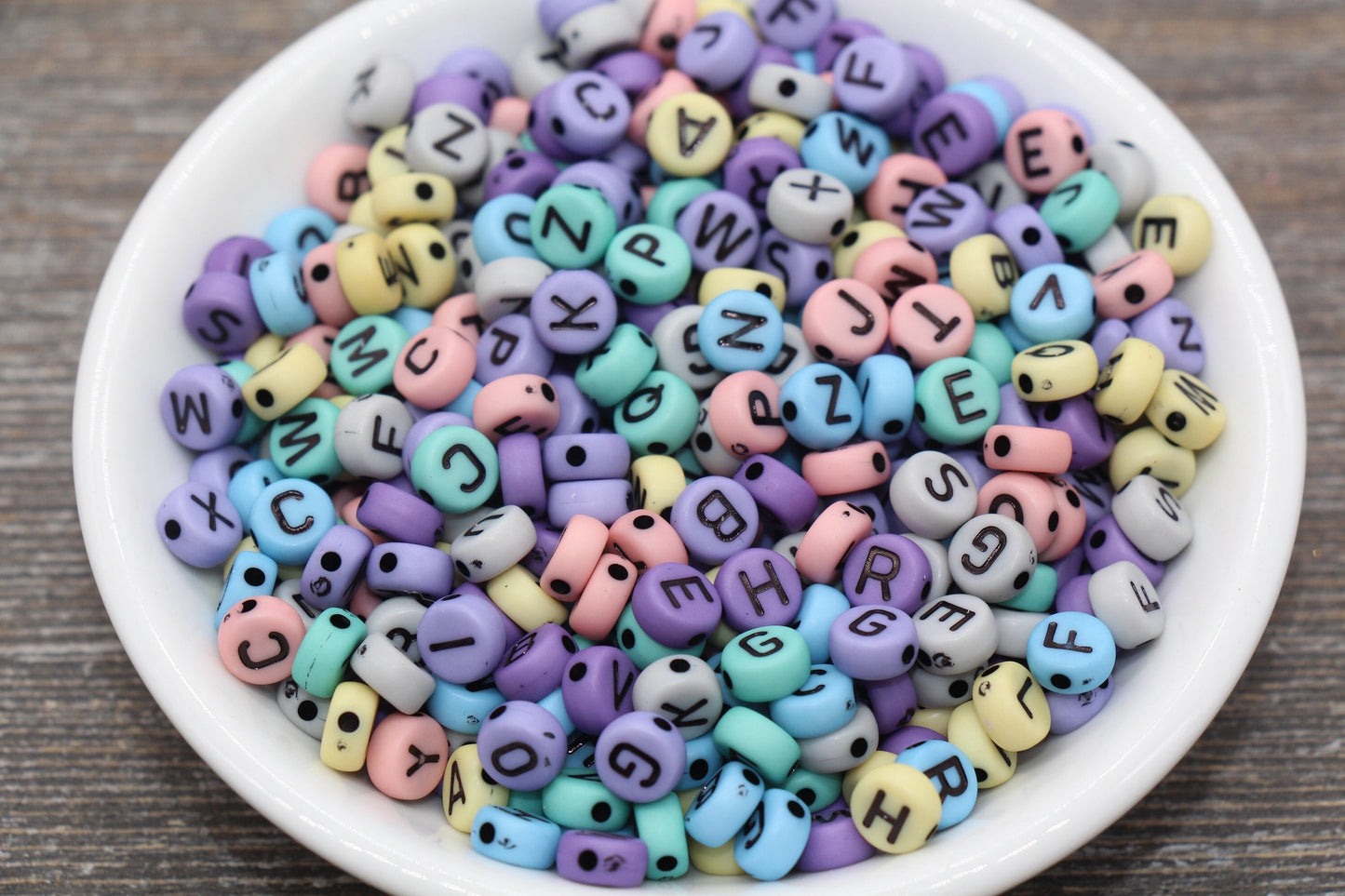 Multicolored Alphabet Letter Beads, Acrylic Mix Colors Letter Beads, Colorful Round Letter Beads, Name Initial Beads 7mm #343