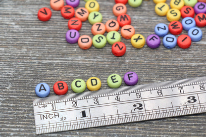 Multicolored Alphabet Letter Beads, Acrylic Mix Colors Letter Beads, Colorful Round Letter Beads, Name Initial Beads 7mm #384