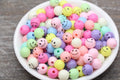 10mm Multicolor Acrylic Smiley Face Beads