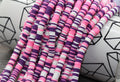 6mm multicolored pink purple white mix heishi beads for bracelets and DIY jewelry