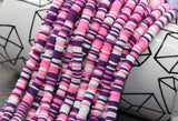 6mm multicolored pink purple white mix heishi beads for bracelets and DIY jewelry