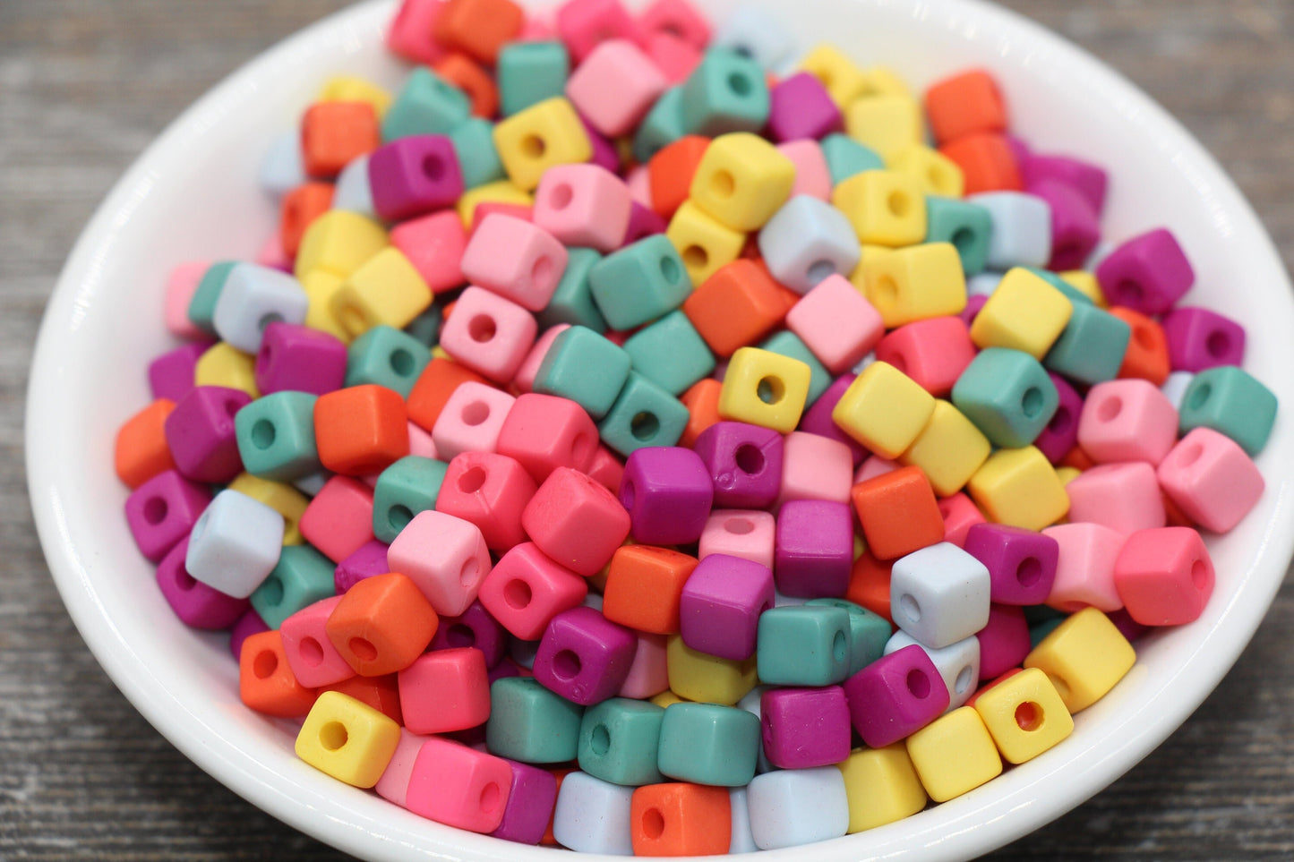 6mm Multicolored Cube Beads, Acrylic Beads