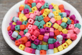 6mm Multicolored Cube Beads, Acrylic Beads