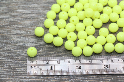 10mm Light Yellow Gumball Beads, Round Acrylic Loose Beads, Bubblegum Beads, Chunky Beads, Gumball Beads, Smooth Plastic Round Beads #889