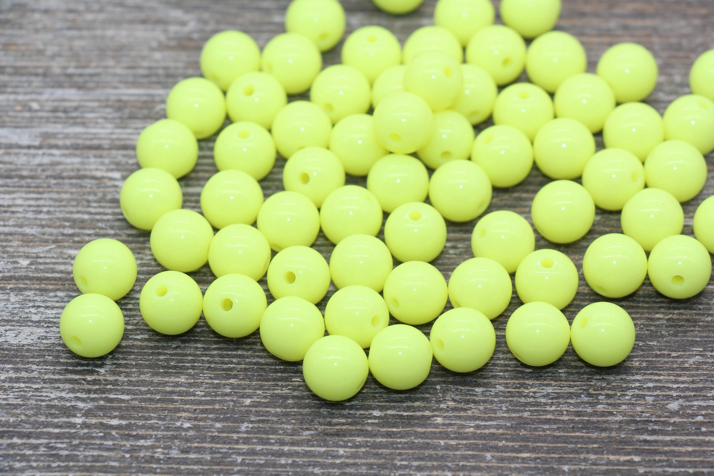 10mm Light Yellow Gumball Beads, Round Acrylic Loose Beads, Bubblegum Beads, Chunky Beads, Gumball Beads, Smooth Plastic Round Beads #889