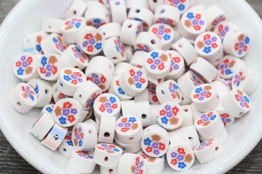 Flower Polymer Clay Beads, Flower Printed Beads, Assorted Flower Beads, Roses Beads, Mix Colors Flower Beads #39