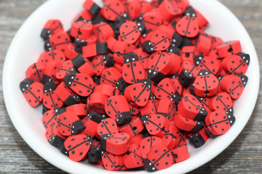 Ladybug Polymer Clay Beads, Lady Bug Clay Beads, Jewelry Beads #44