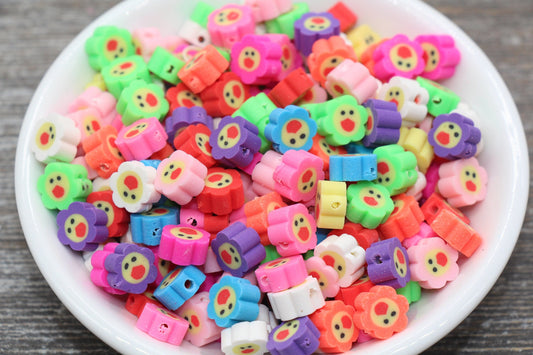 Multicolor Flower Polymer Clay Beads, Flower Cane Beads, Assorted Flower Beads, Roses Beads, Mix Colors Flower Beads #45