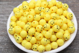 10mm yellow smiley face beads, acrylic emoji beads, main photo